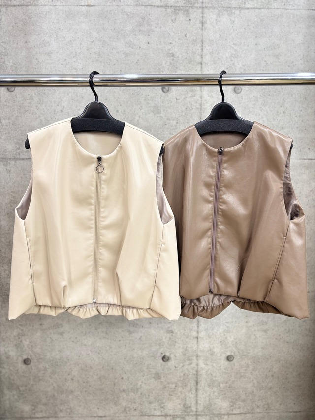 【送料無料】C'EST MOIJEU(セモアージュ) フェイクレザーヘムタックコクーンベスト キレイめ　キレイめカジュアル 20256542