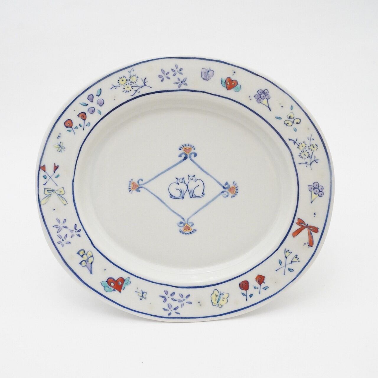 【小林 恭子】ラブラブ猫オーバル皿 3-B