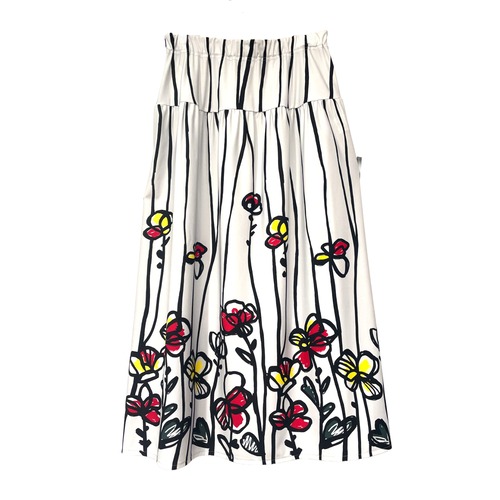【最新作】ストライプフラワーヨークスカート【262-5229】Striped floral yoke skirt