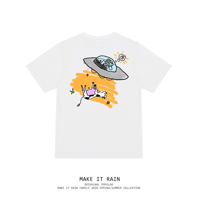 プリントTシャツ レディースサマールーズ コットン 夏物 ピュア MAKE_ITRAIN39259870345