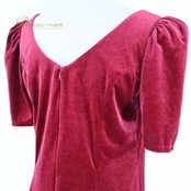 フラダンス 衣装 ワンピース ドレス レッド系 パンドール 日本製 ハワイアン アロハ フラ ダンス レッスン 練習 Paondor 赤 ワインレッド ベロア 光沢 高級感 無地 シンプル ワンカラー パフスリーブ 上品 大人っぽい 華やか 鮮やか フォーマル おしゃれ 大人 レディース ドレッシー 上品エレガント 発表会 パーティー スレンダー スタイルアップ パーティードレス