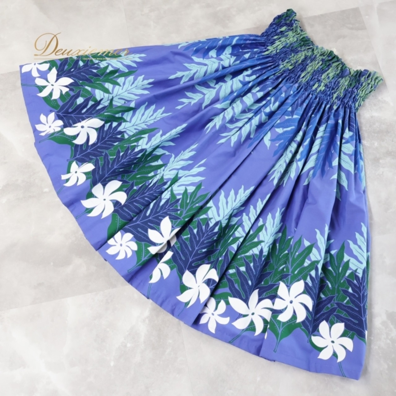 フラダンス 衣装 パウスカート パープル系 フラ ダンス レッスン シングル アロハ 花柄 ハワイアン 練習 華やか 紫 白 緑 ハワイアンプリント スカート ふんわり ホワイト系 グリーン系