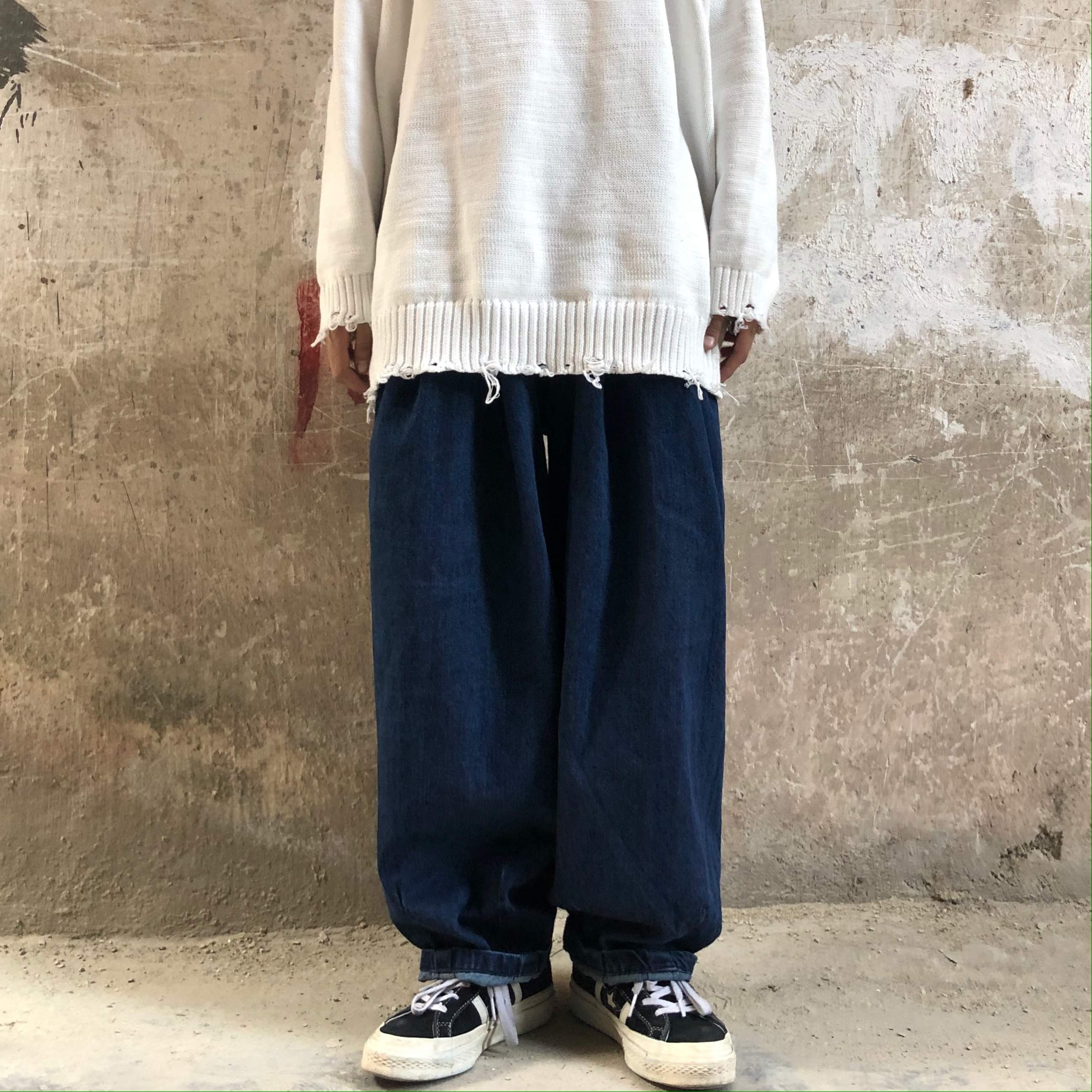 ゆるダボ カジュアル ストリート メンズライク ジーンズ レディース ボトムス ズボン デニム ワイドパンツ ダークブルー 無地 Cute ゆるカジ 脚長効果 体型カバー スタイルアップ リラックス アクティブ シンプル シック 大人 おしゃれ 男ウケ デート服 モテ 韓国