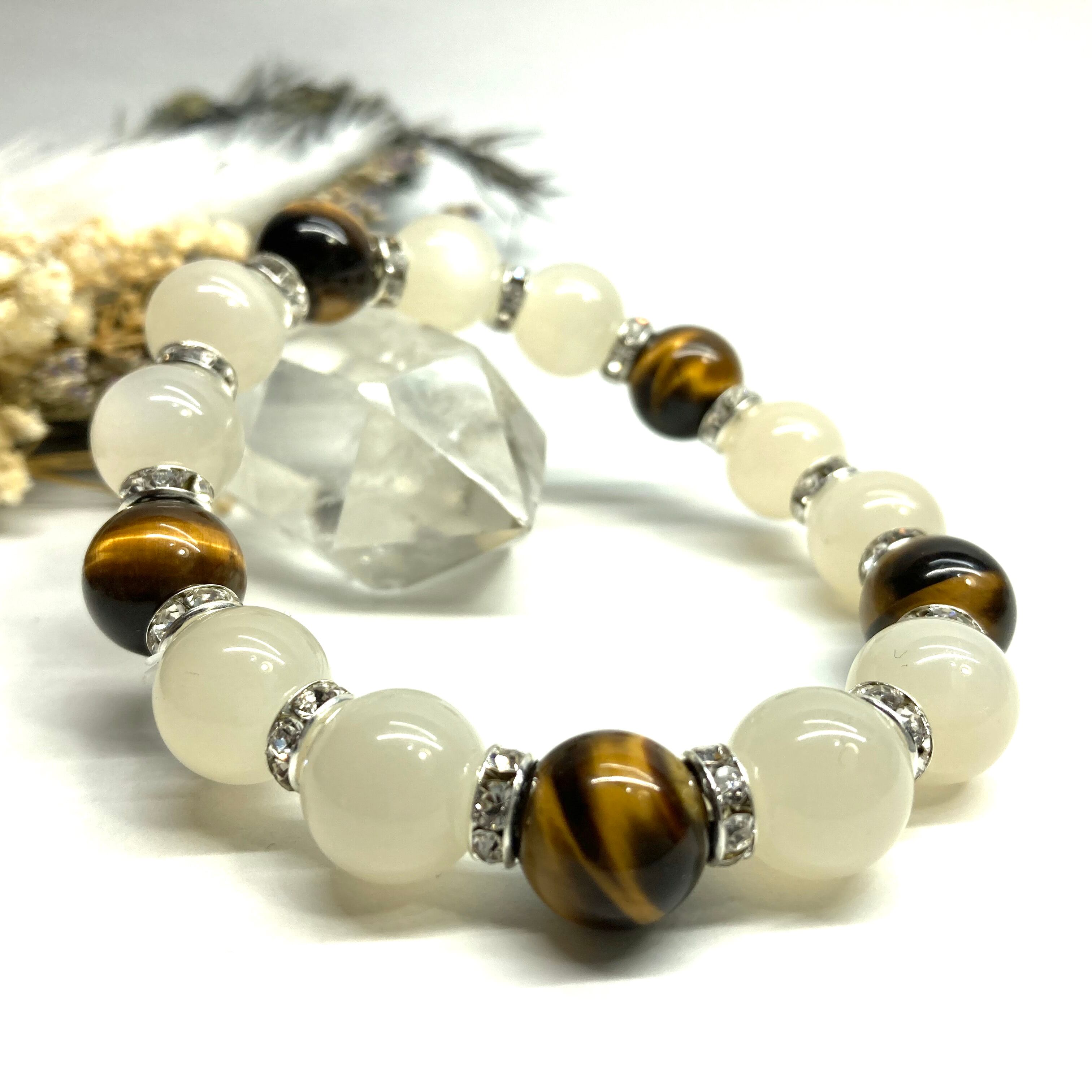 ムーンストーン&タイガーアイ パワーストーン ブレスレット 天然石