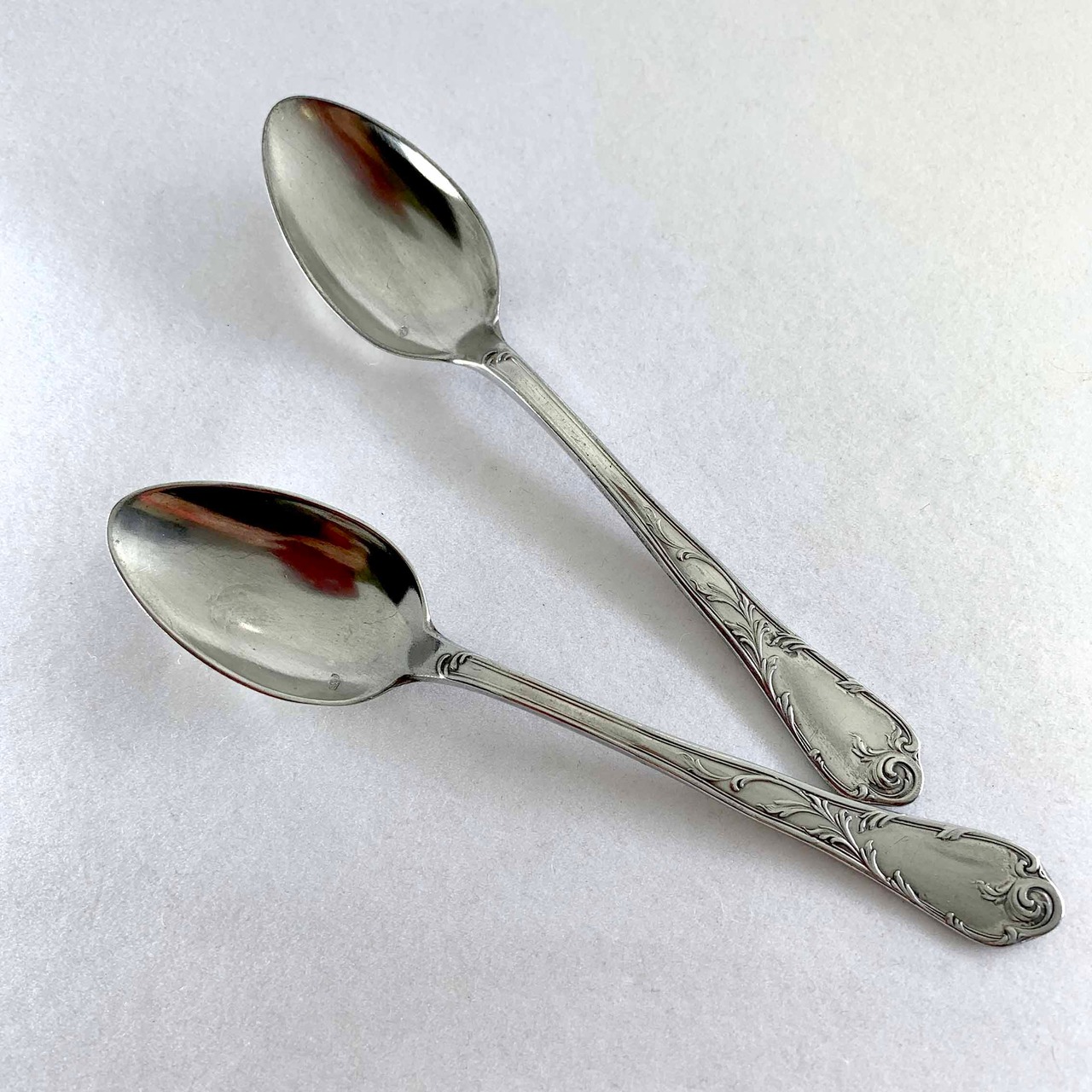 スプーン　デザート　シルバープレート　植物柄　2本セット　