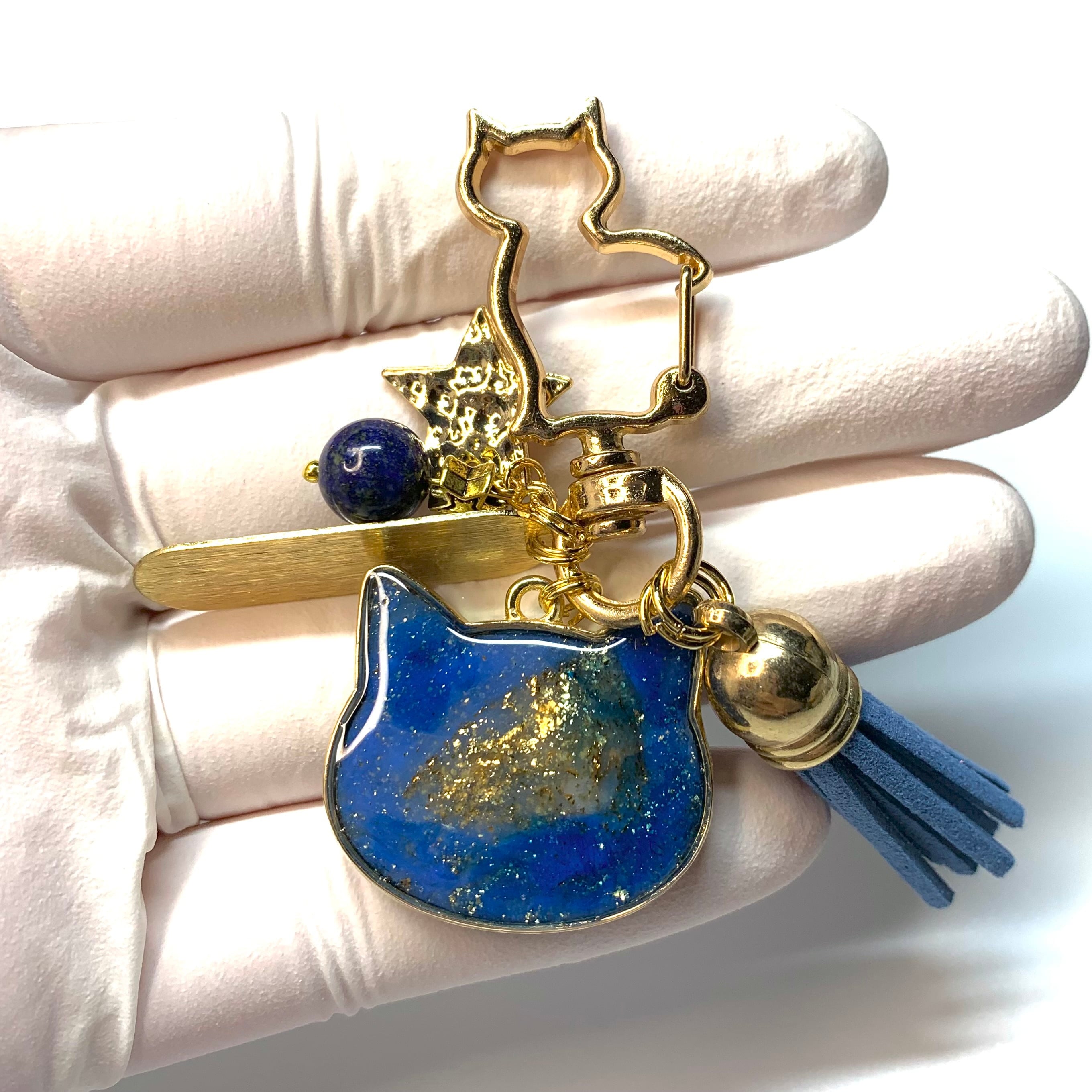 ポリマークレイと天然石のアクセサリー【color:ラピスラズリ／ラピス