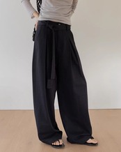 Belted wide leg full length Pants L0156