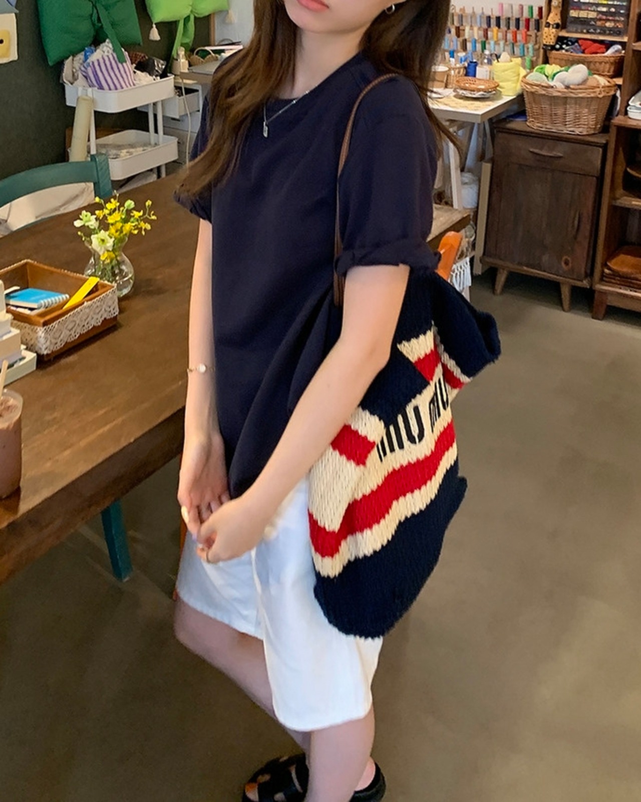 クルーネックロールアップスリーブ Tシャツ 3color A1076 - 15