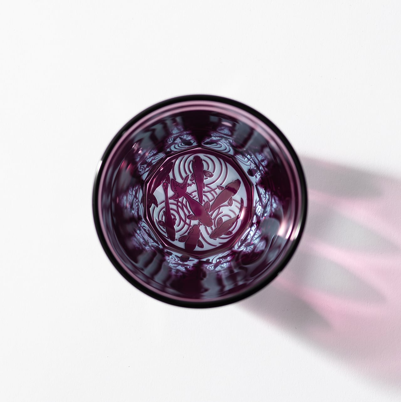 金魚（金赤×ライトブルー）大サイズ | 椎名切子（GLASS-LAB) 江戸切子