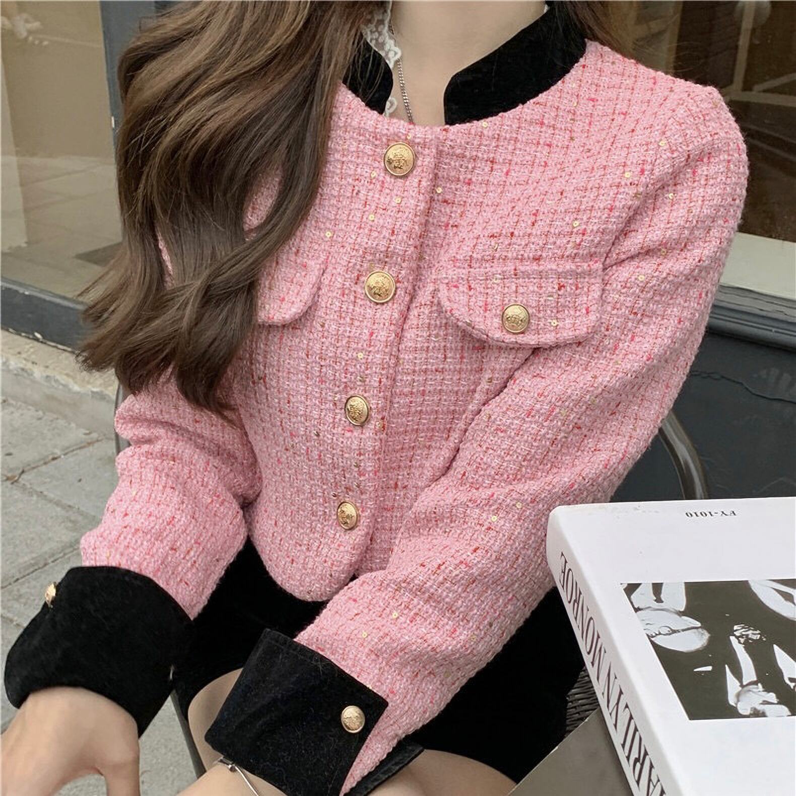 SALE♡送料無料♡ 即納 ツイードデザインショート丈ジャケット