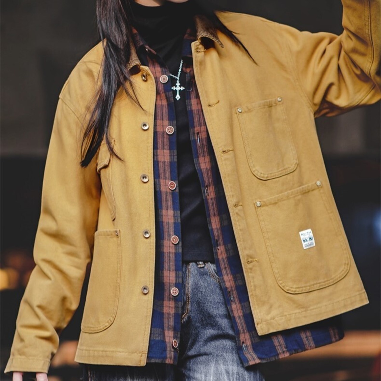 【UNISEX】 Retro Cotton Canvas Jacket / ユニセックス レトロ キャンバス ジャケット