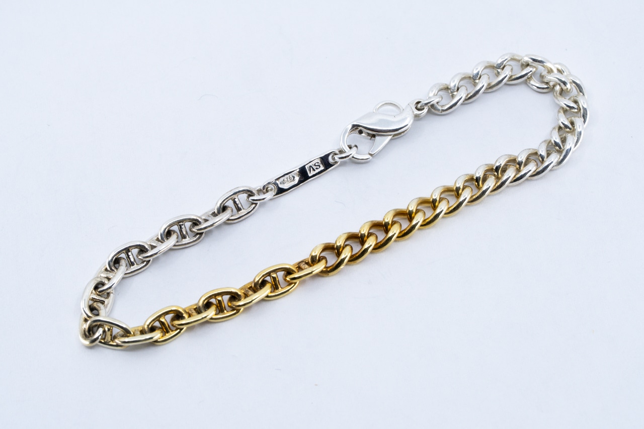 BN-104 Interlock chain Bracelet (TYPE B)( 24K Gradient Gold Plated)