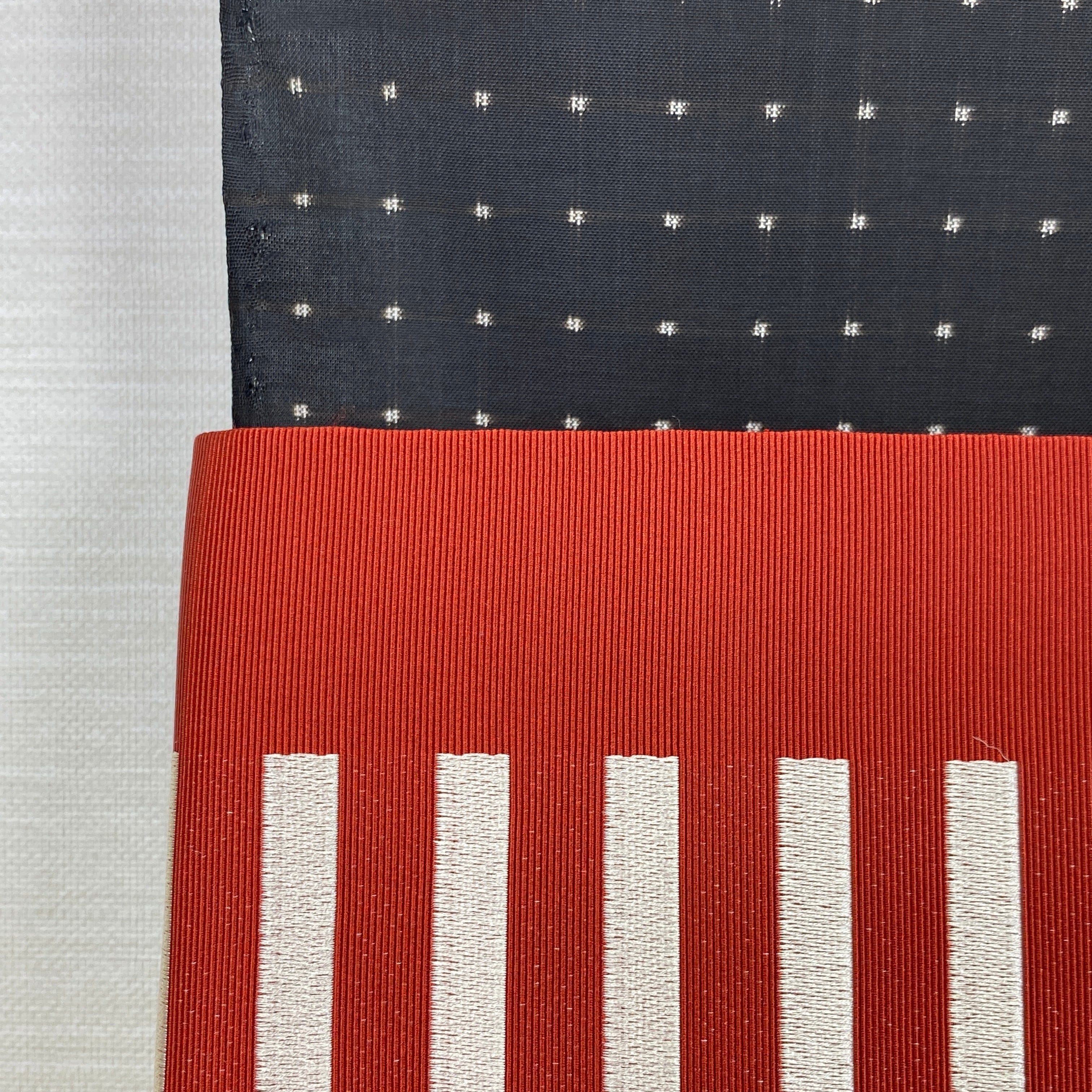 半幅帯 博多織 『結』 ニコ段 赤白 | きもののここち 透佳