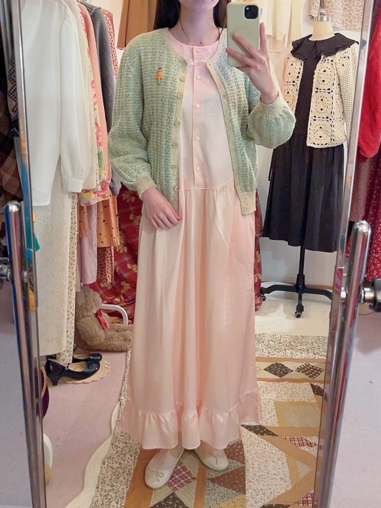 light green lame knit cardigan