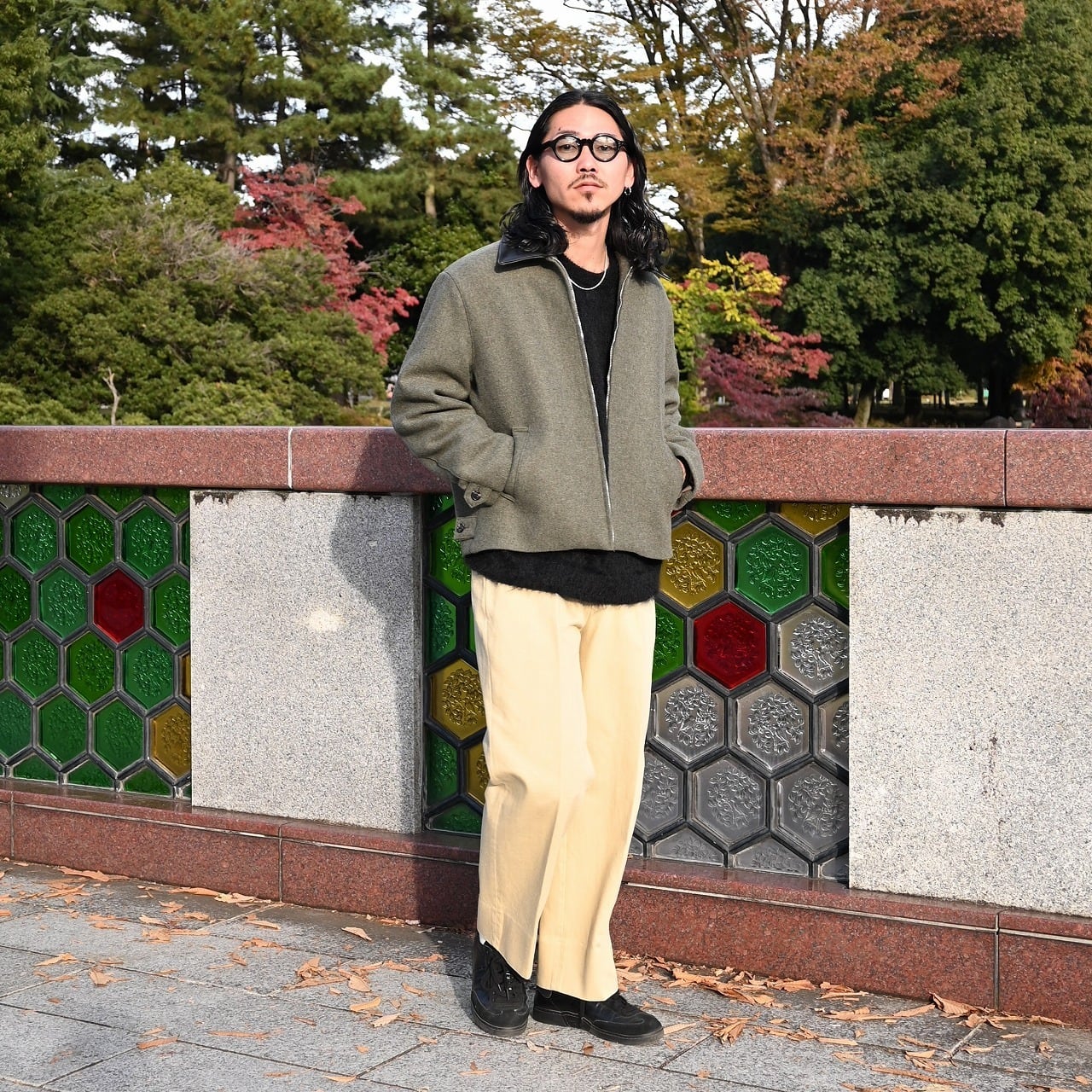 INTERIM ウールギャバジンハリントンジャケット INTERIM(インテリム)LVMH社からピックしたイギリス製のメランジウール