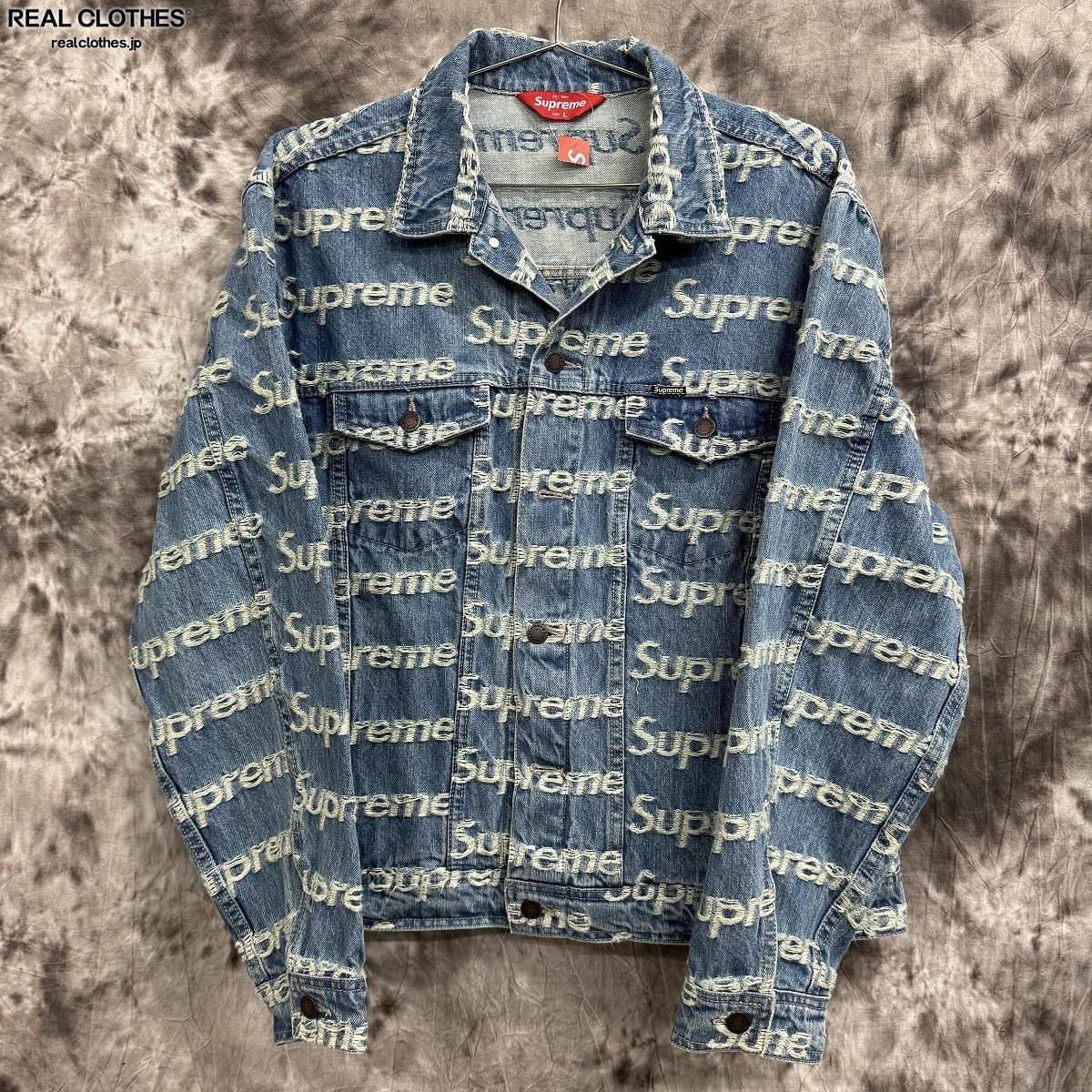 【未使用】Supreme/シュプリーム【21SS】Frayed Logos Denim Trucker Jacket/デニム トラッカー ジャケット/L