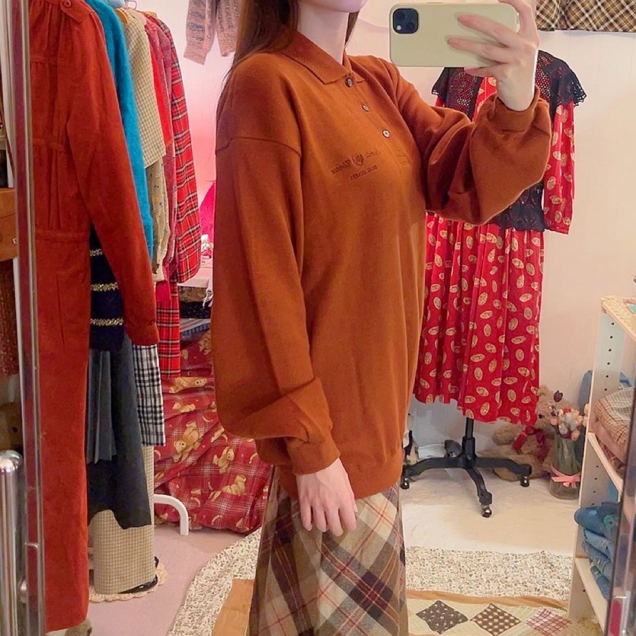 orange brown polo knit