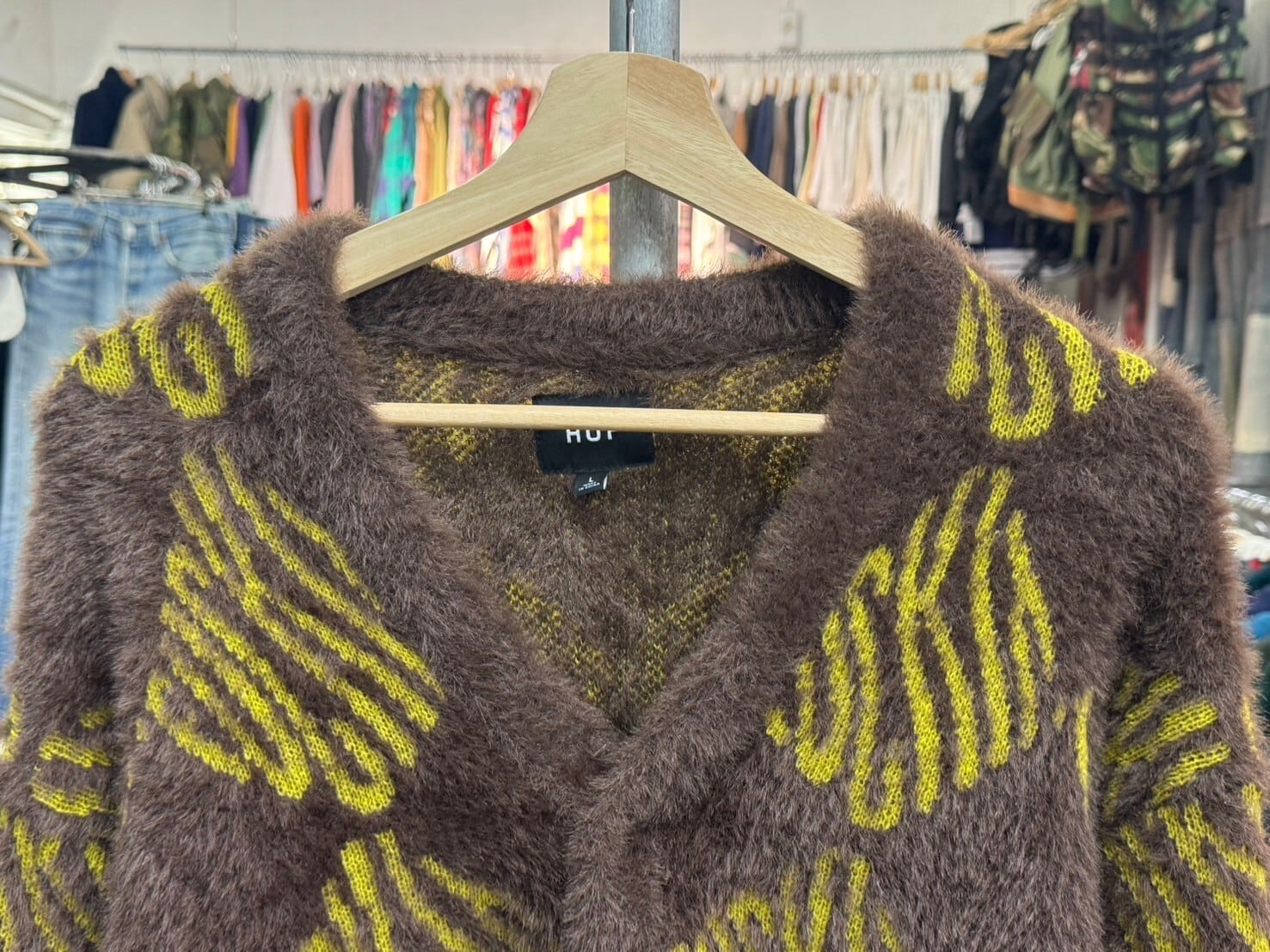 HUF FUCK IT CARDIGAN BROWN LARGE KN00315 02458 | BRAND BUYERS OSAKA