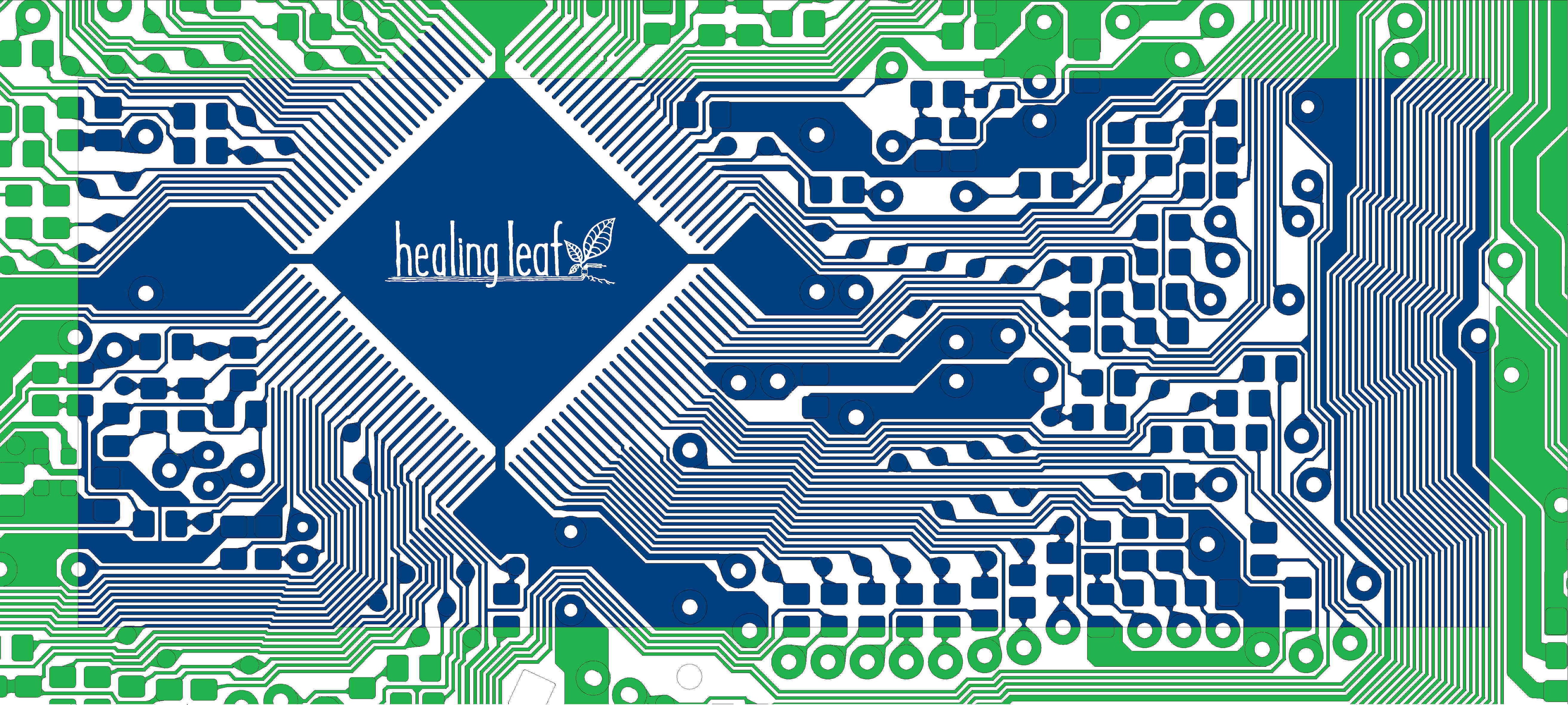 基板アート手ぬぐい－ネガポジ枠緑 | healing leaf