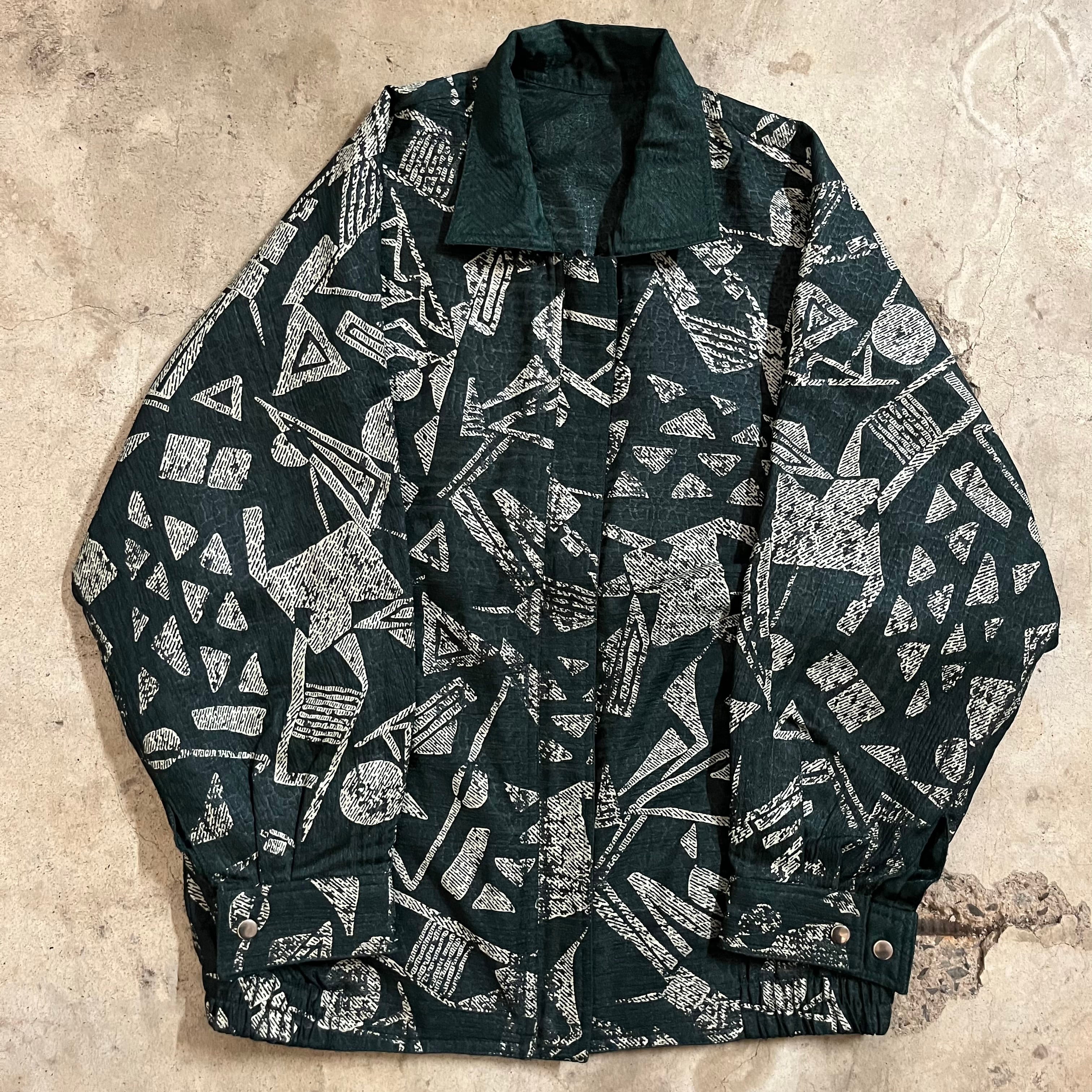 【90s red clay】geometric pattern blouson