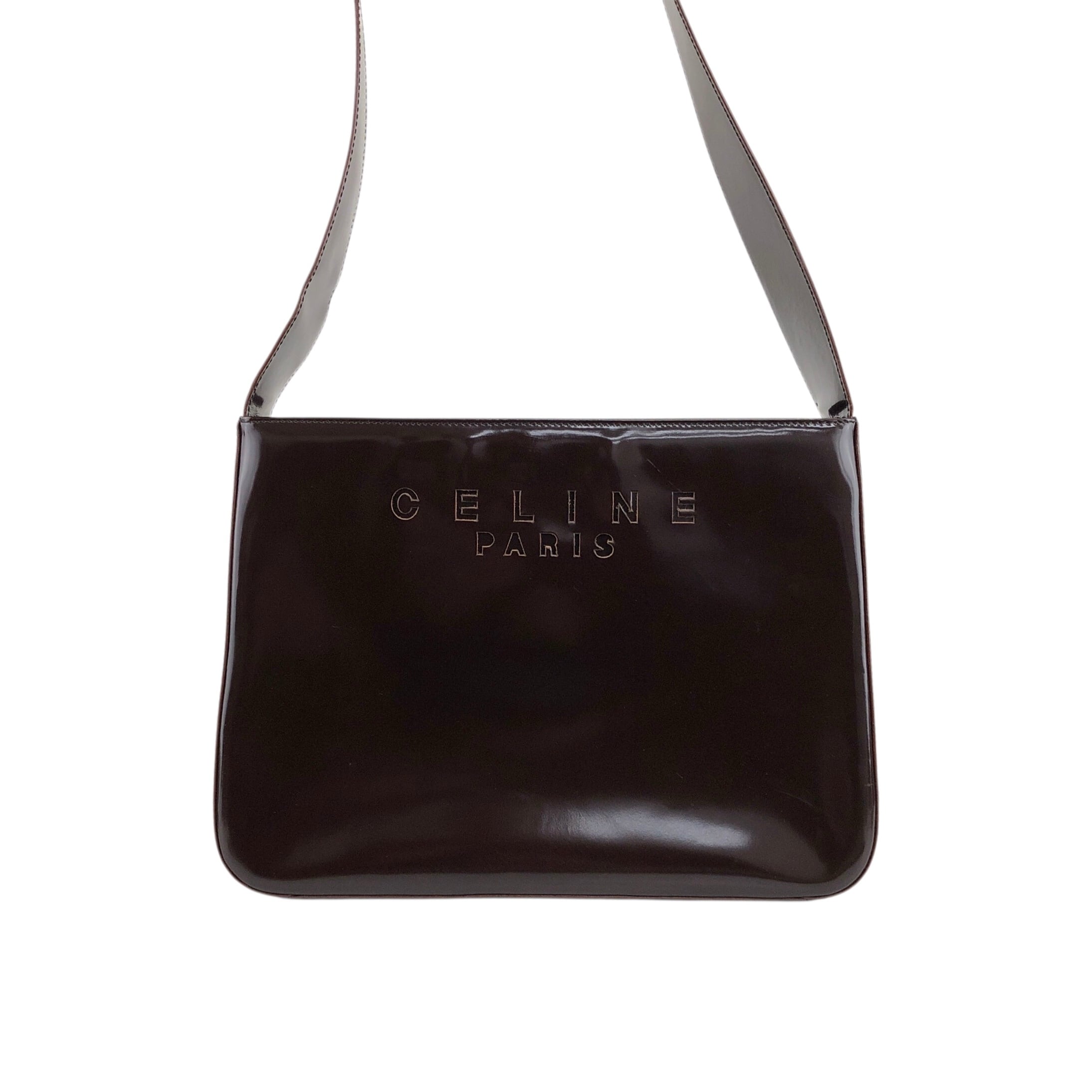 CELINE セリーヌ ショルダーバッグ ブラウン ロゴ カットアウト