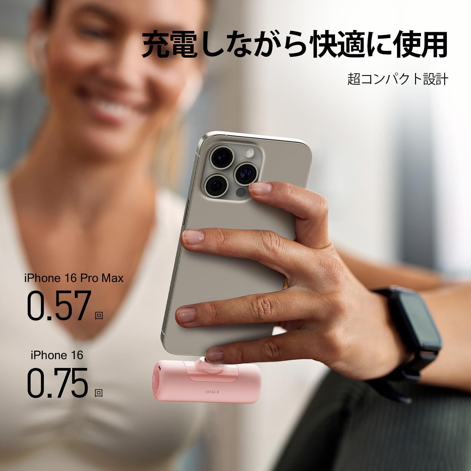 iWALK モバイルバッテリー 極小化 【USB-C端子一体型・iWALK 最小