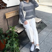【CHIGON】スカシボーダーニット