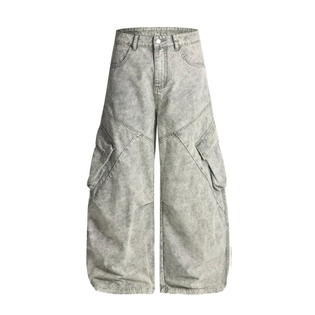 Loose cargo denim pants 0012