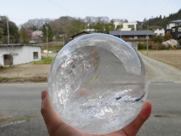 【送料無料】【高品質】約13cmブラジル産天然レインボー水晶玉