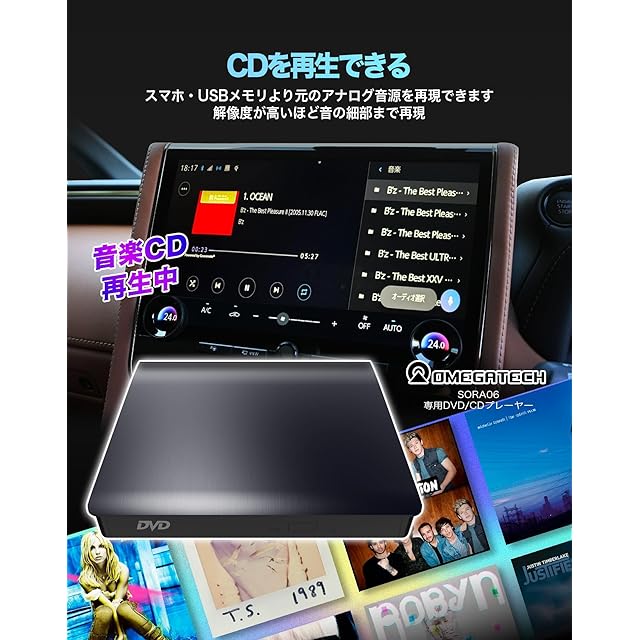 ハリアー80系適用】 OMEGATECH【国内正規品】 車載DVDプレーヤー 車用