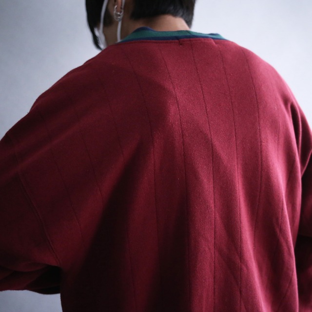 switching line college design loose sweat cardigan