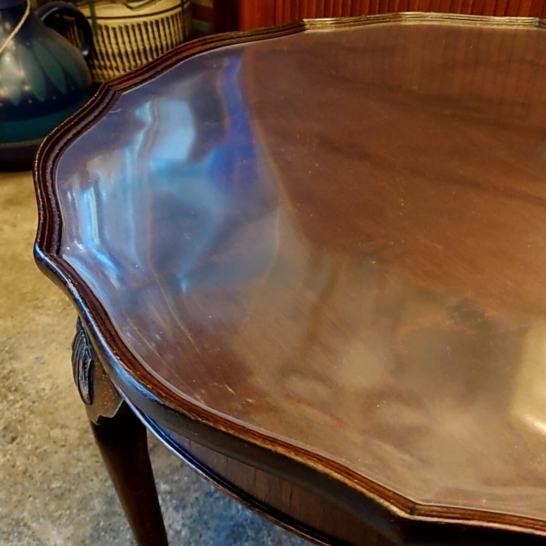 英国アンティーク 猫脚ローテーブル クイーンアン様式 シェルモチーフ