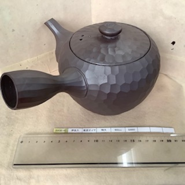 四日市萬古焼 急須 伊呂久・紫泥・特大・陶製茶漉し | kyuusuchaki