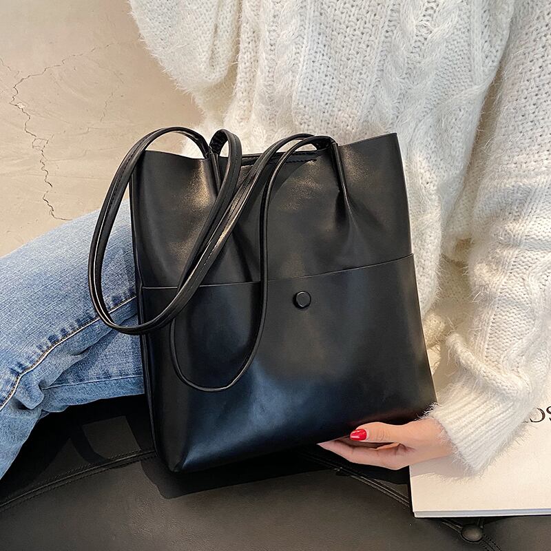 シンプルな大容量ハンドバッグレディースバッグ2020秋冬新流行ファッションオールマッチショルダーバッグネットレッドテクスチャートートバッグ Tiancai_Wing_Bag28001870498