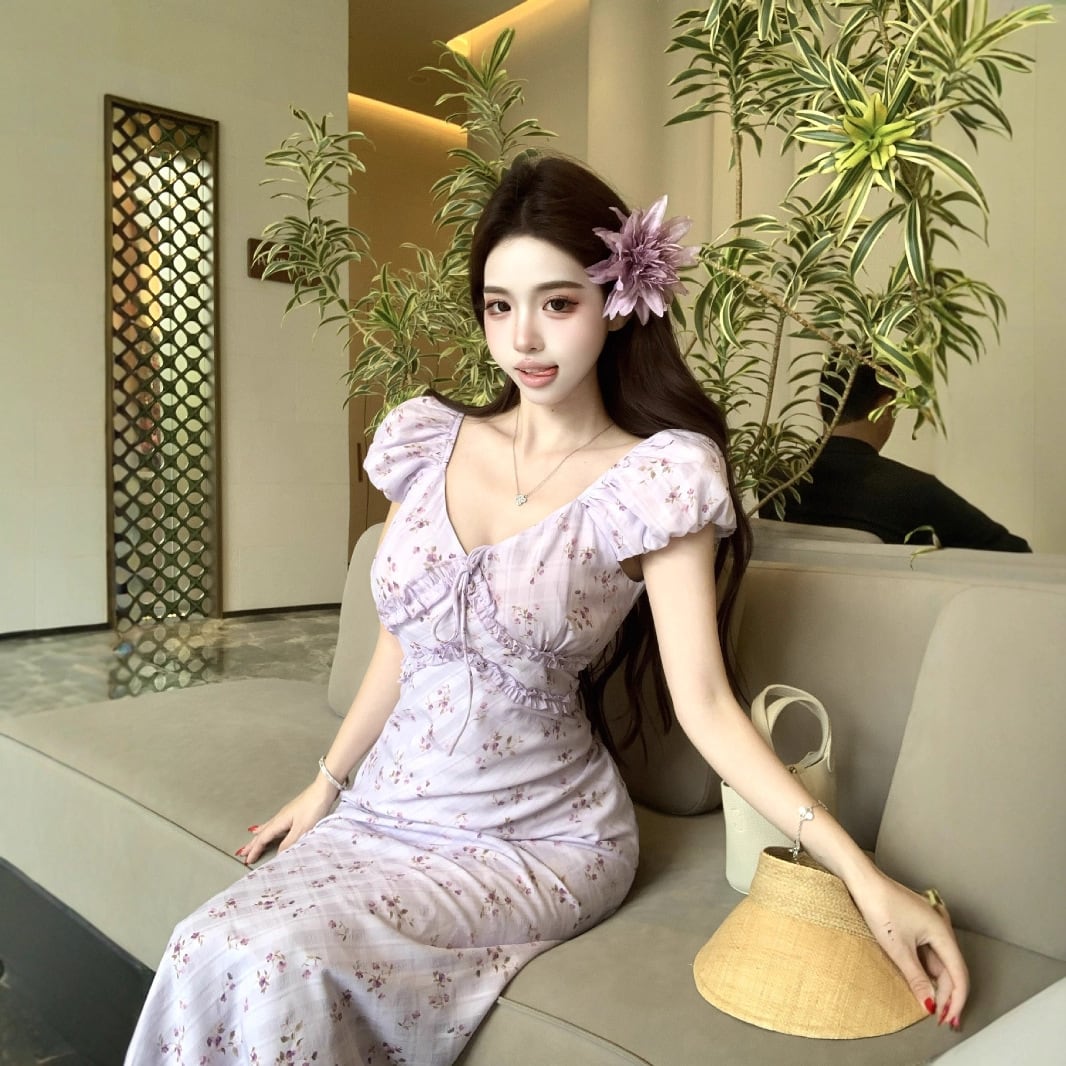 KAREN MILLEN ミニ丈ドレス 刺繍 フレア アイボリー 花柄 花柄ワンピース | nanastyle