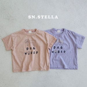 【SN,STELLA】DOG WORLD Tシャツ ピーチ XS80cm,JS130cm,JM140cm