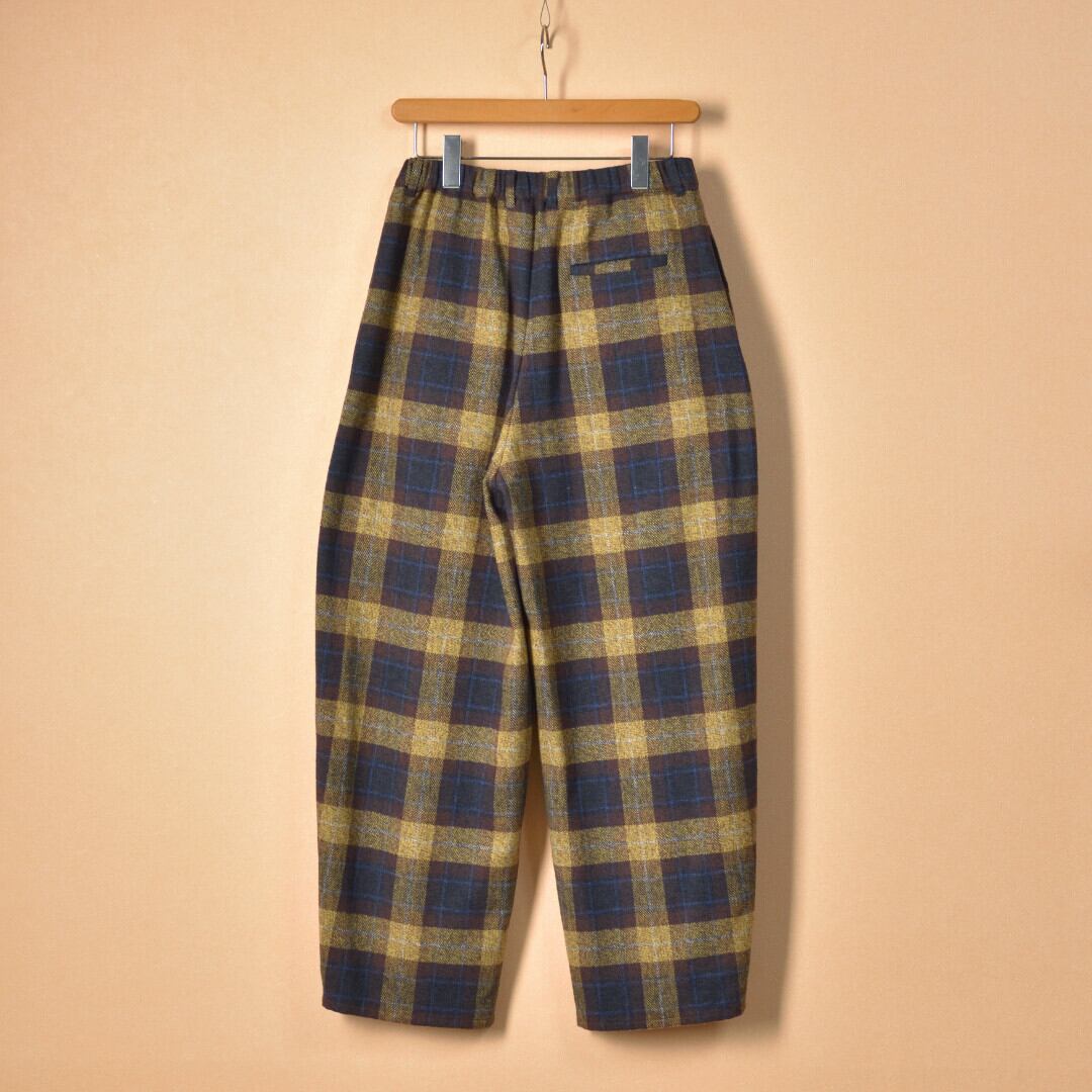 ina イナ ツィーディーコットン・フロントタックパンツ・ブラウンチェック【送料無料】