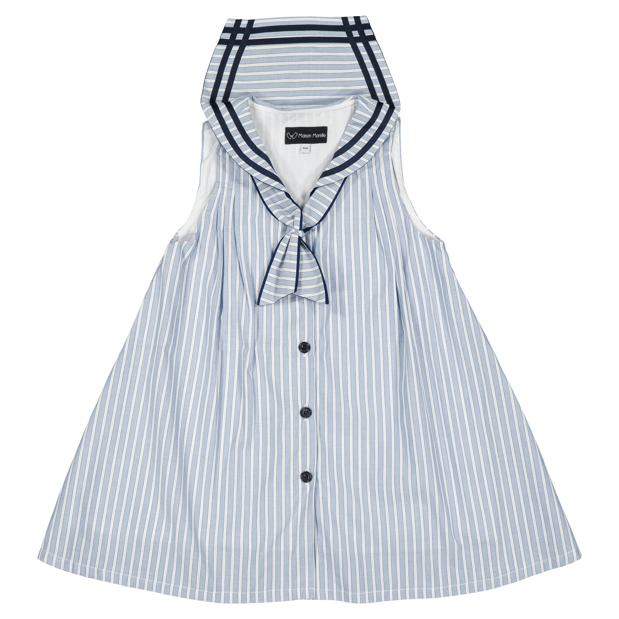 ご予約【MaisonMarelle】送料無料Dress LUCO - ice blue stripes