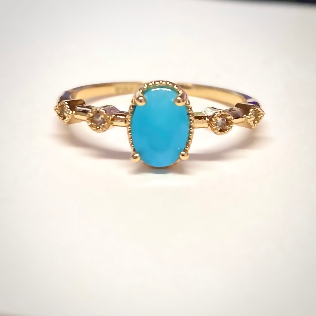 D019A レディース 指輪 人気デザイン ネオンブルー 華奢リング ゴールド