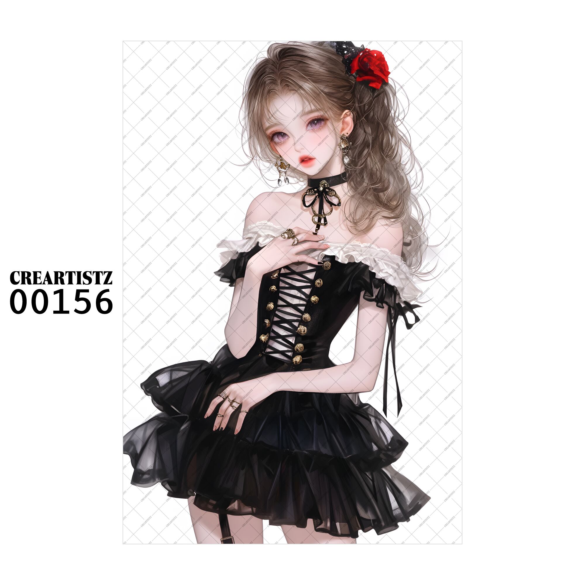 00156 ガール キュート オリジナル ペーパー/ステッカー 4枚セット CREARTISTZ