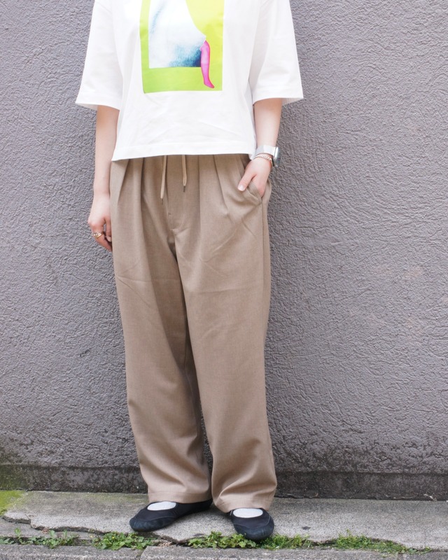 【Audience】Naturemier TECH TOW TUCK WIDE PANTS / CHESTNUT