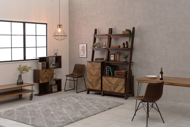 木目調ヘリンボーン 幅75cm キャビネット