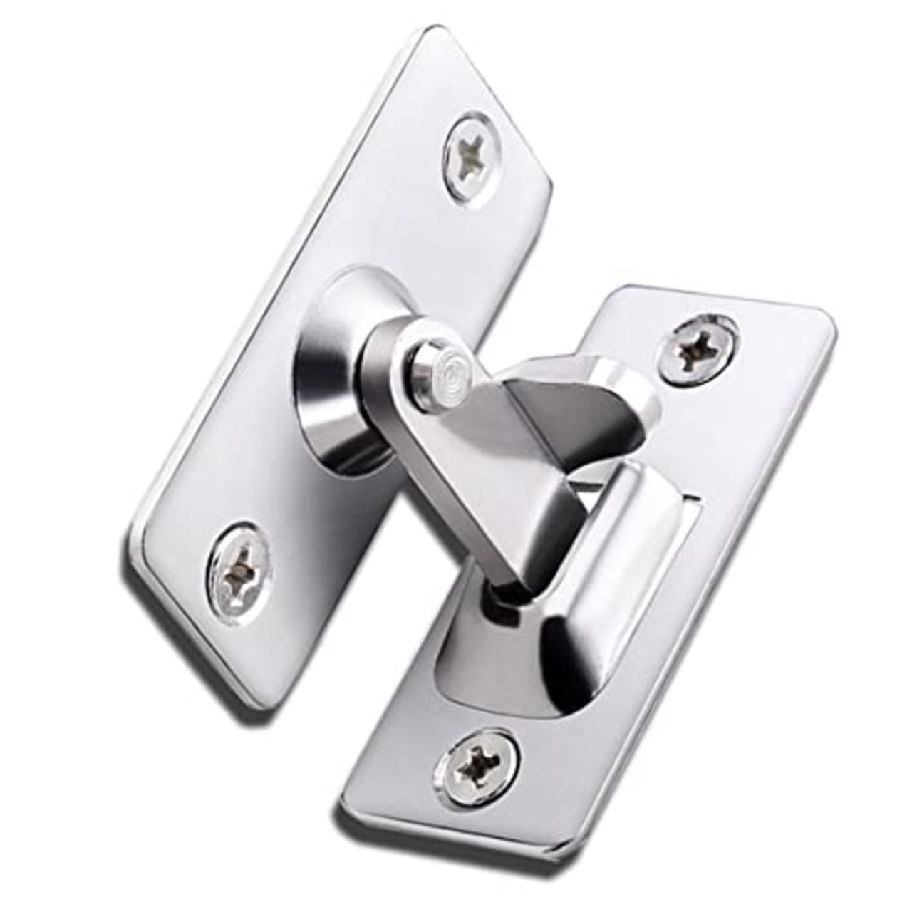 YFFSFDC 90度ドア留め金ロック 90度直角ドアロック ステンレス製 ドアロック ボルトロック 90° 補助鍵 ボルトラッチ 引き戸用鍵 スライドロック 浴室/部屋/バスルーム用ロック 盗難防止安全ドアロック 防犯 侵入防止 (シルバー 1個入り)