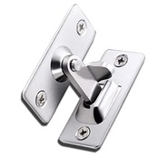 YFFSFDC 90度ドア留め金ロック 90度直角ドアロック ステンレス製 ドアロック ボルトロック 90° 補助鍵 ボルトラッチ 引き戸用鍵 スライドロック 浴室/部屋/バスルーム用ロック 盗難防止安全ドアロック 防犯 侵入防止 (シルバー 1個入り)