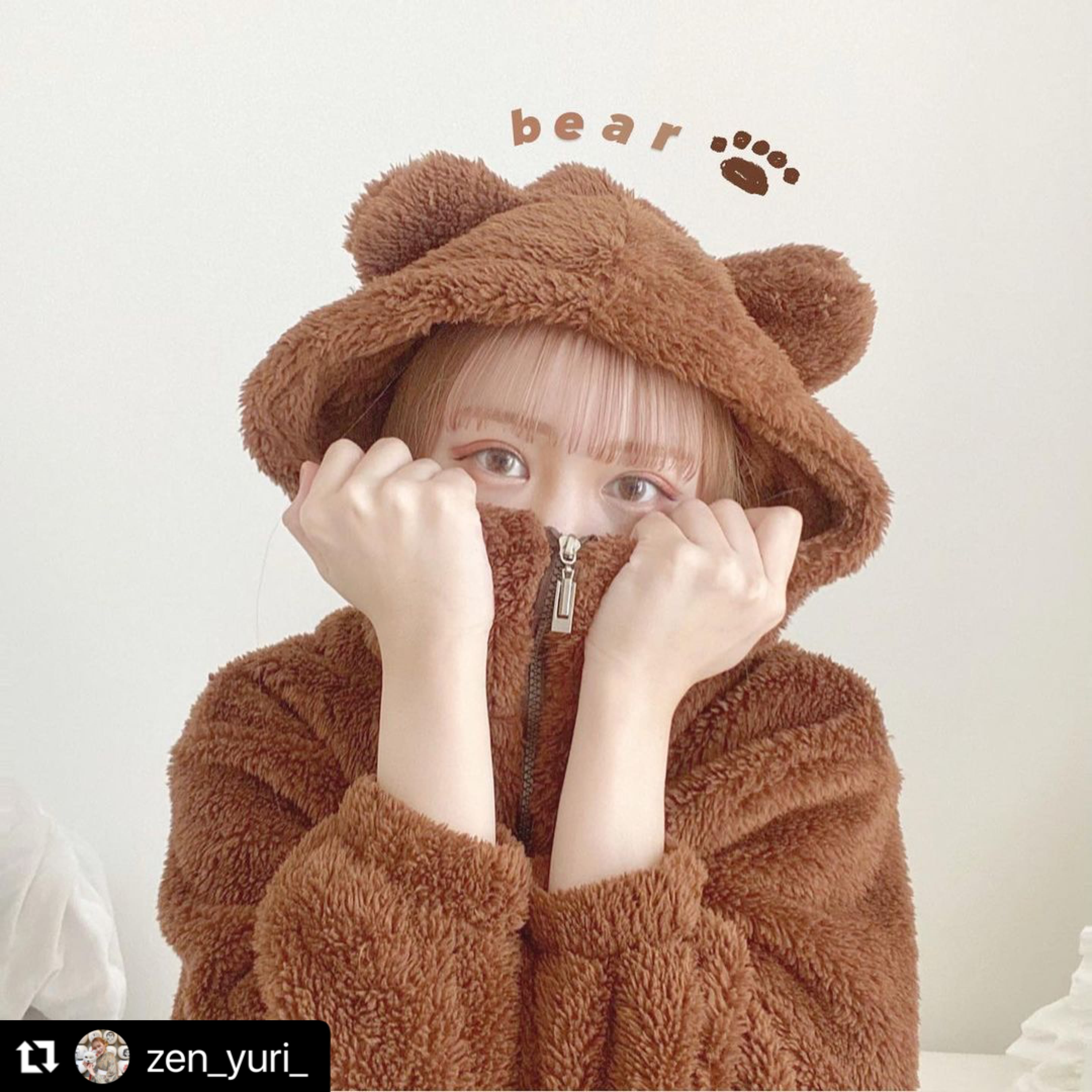 モコモコ くまちゃん になれる 2点セット ルームウェア パジャマ くま耳 フード付き ボア お家コーデ お揃い キュート 可愛い セットアップ Lamitte Deco トレンド 韓国ファッション ショップ Base店