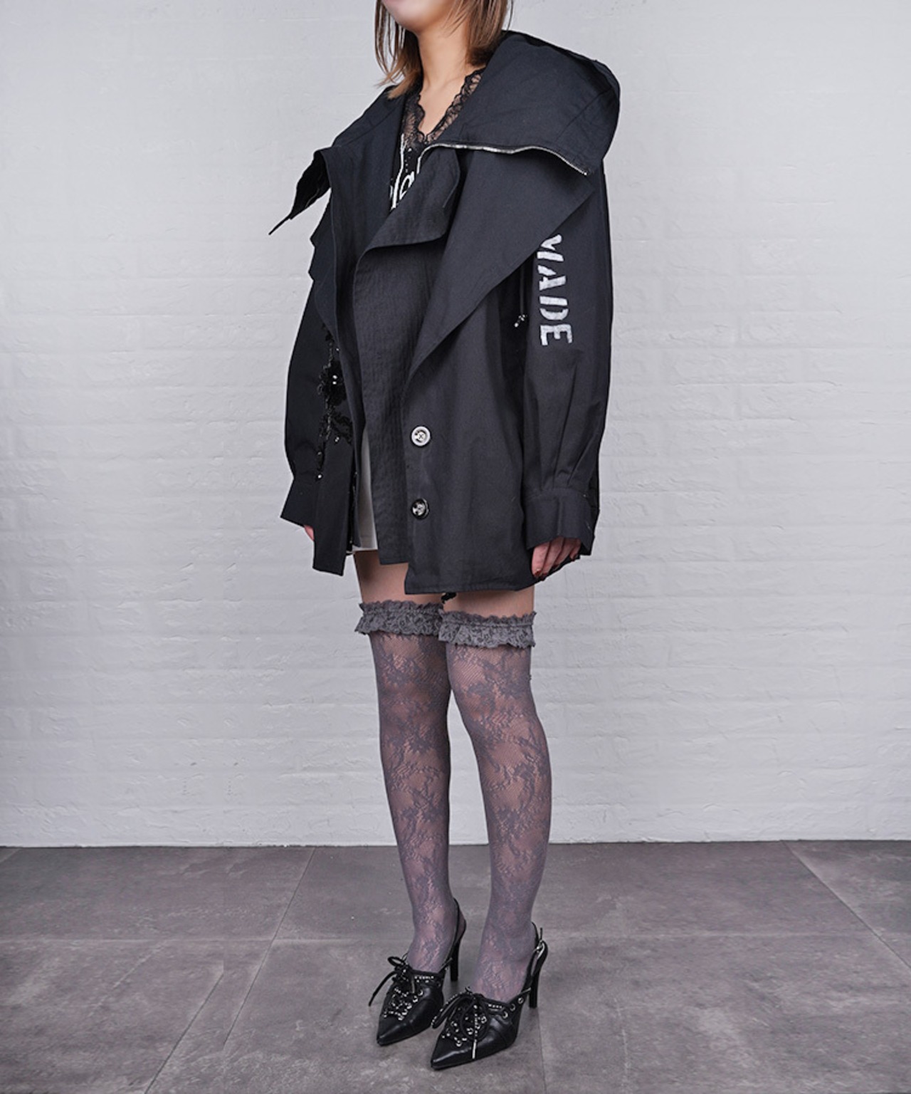 【ATELIER LINE】 ビックカラーフーディージャケット (BLACK)　CQ-48066H