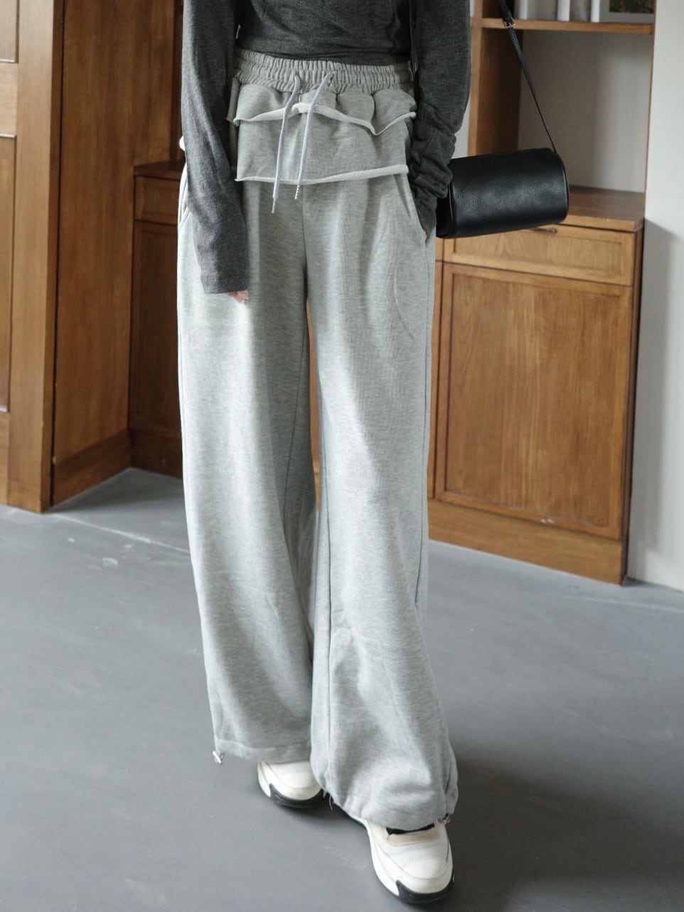 Frill sweatpants / grey(即納商品)