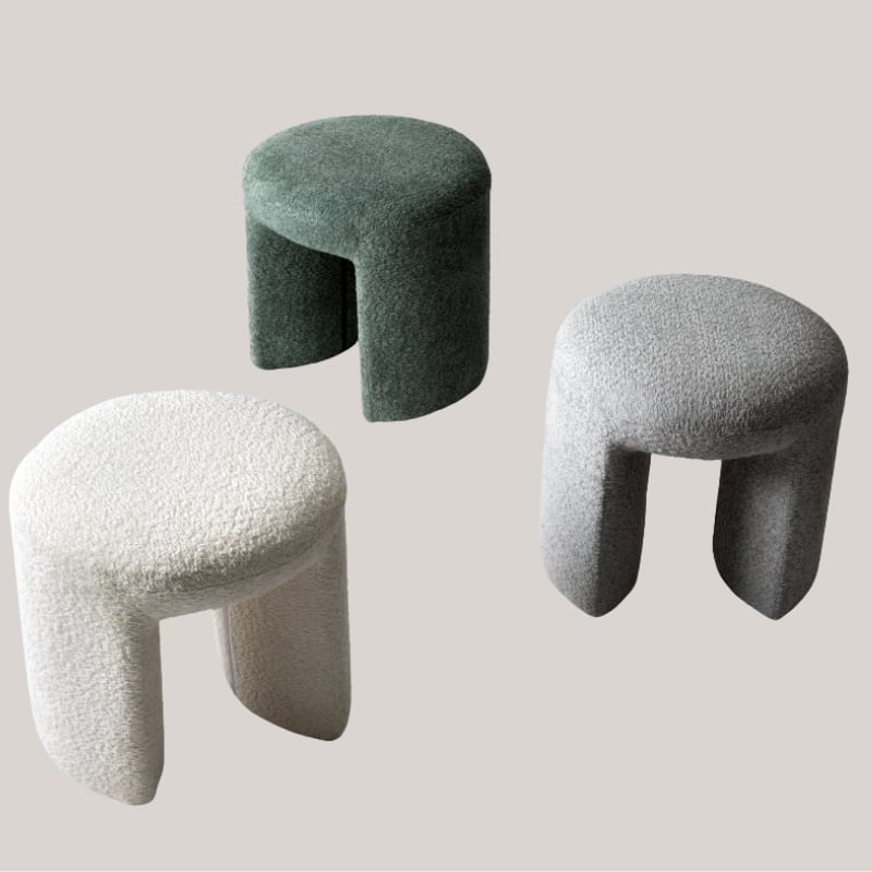 スツール おしゃれ 椅子 丸 ブークレ かわいい ファブリック 丸椅子 ふわふわ もこもこ サイドテーブル オットマン 一人掛け コンパクト 円形 グリーン ホワイト グレー 完成品 azm-0010