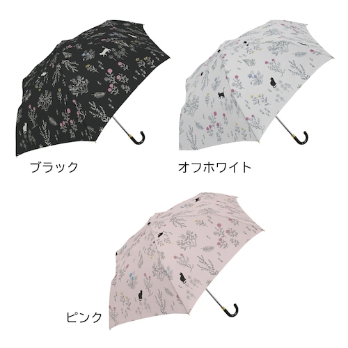 猫傘(晴雨兼用ミニ雨傘日傘おりたたみ)野の花と猫