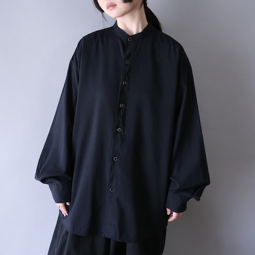 "刺繍" geometry design band-collar minimal mode shirt